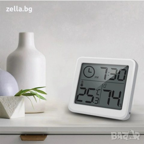 Хигрометър и термометър стаята с часовник и голям LCD екран дигитален за измерване на температура вл, снимка 10 - Друга електроника - 36629831