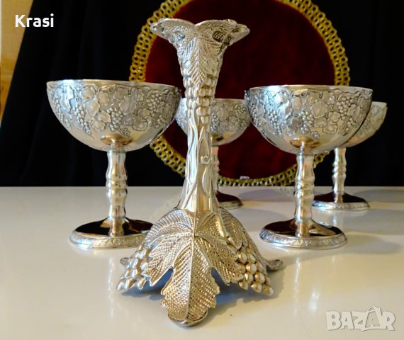 Посребрен свещник лози с грозде,маркиран, снимка 9 - Антикварни и старинни предмети - 38272998
