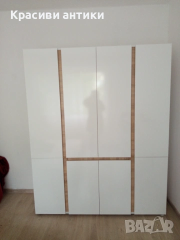 Нов гардероб бял гланц и дьб сонома, снимка 4 - Гардероби - 53210123