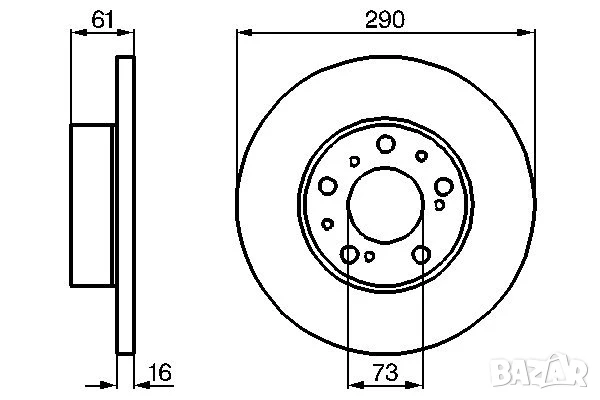 Диск спирачен преден дeсен/ляв за CITROEN C25;FIAT DUCATO; PEUGEOT J5 1.9D-2.5D 81-94г. № F2071V, снимка 3 - Части - 50651223