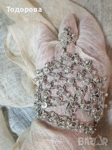 Арабски пръстен- гривна-винтидж,посребрени с филигранни цветя и звънчета, снимка 6 - Антикварни и старинни предмети - 48653631