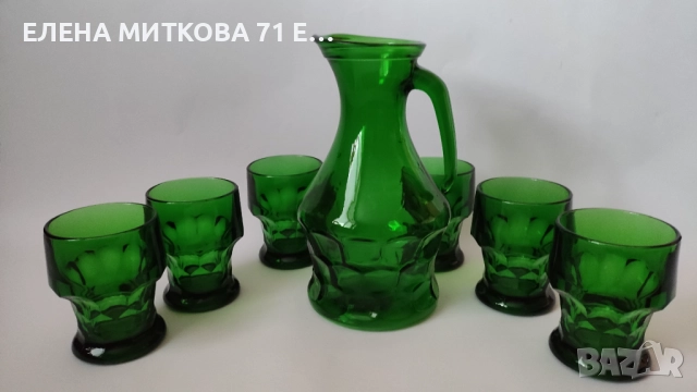 Масивен италиански сервиз от изумруденозелено стъкло, снимка 2 - Сервизи - 52777336