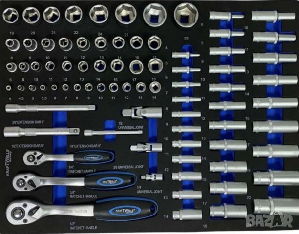 Количка с инструменти 7 седем чекмеджета 6 пълни с инструменти KRAFTWELLE , снимка 5 - Други инструменти - 32003804