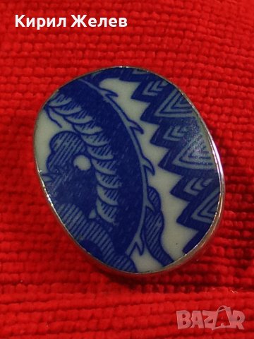 СТАРА СРЕБЪРНА БРОШКА с РЪЧНО РИСУВАН КОСТЕН ПОРЦЕЛАН СРЕБРО 925 МАЙСТОРСКИ БИЖУТЕРИЕН УНИКАТ 25370