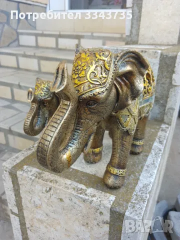 Комплект 2бр.слонове с вдигнат нагоре хобот., снимка 4 - Антикварни и старинни предмети - 49626046