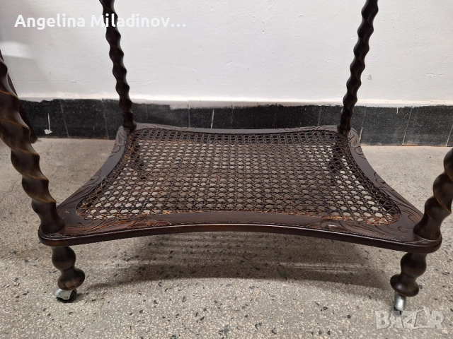 Винтидж маса с плочки и ратан , снимка 2 - Маси - 51619150