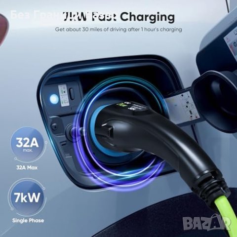 Нов Бързо Зареждащ Кабел Type 2 за Електромобили 7.2KW - 5м, снимка 2 - Друга електроника - 43688116