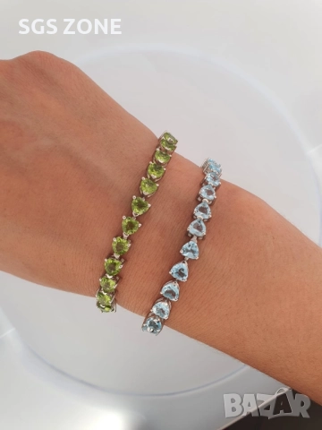 СРЕБЪРНА ГРИВНА С ТОПАЗ ИЛИ ПЕРИДОТ С ТАЙЛАНД 925, снимка 2 - Гривни - 52367679