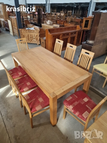 К-т Масивна Разтегателна Трапезна Маса с 8 бр.Стола-внос от Германия!, снимка 3 - Маси - 52152830