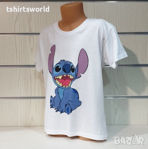 Нова бяла детска тениска с дигитален печат Стич (Stitch), снимка 7 - Детски тениски и потници - 38168198