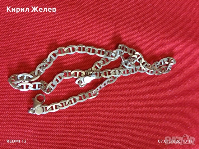 Сребърно колие плетка тип Морашка Корабна верига много красиво елегантно бижу 52804, снимка 7 - Колиета, медальони, синджири - 53016094