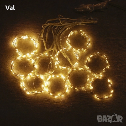 Коледни лампички с 300 LED лампи, 3 метра на 3 метра, коледна завеса с дистанционно. , снимка 9 - Декорация за дома - 52525932