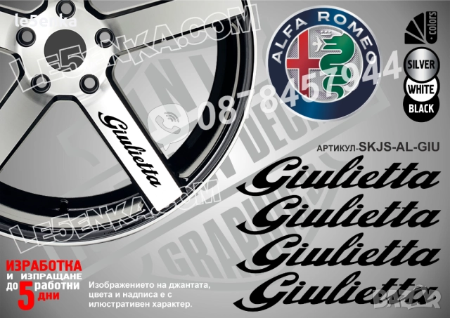 Alfa Romeo Jiulietta надписи за спици
