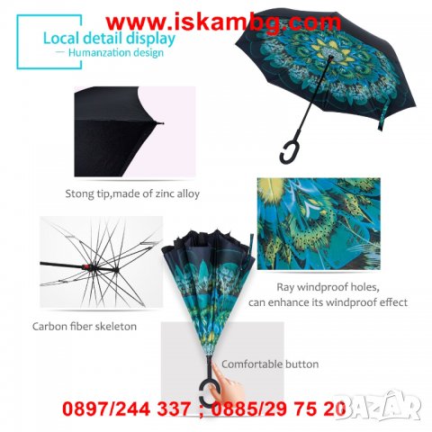 ДВУПЛАСТОВ ЧАДЪР ОТВАРЯЩ СЕ НАОБРАТНО - код 2189, снимка 17 - Други - 26723575