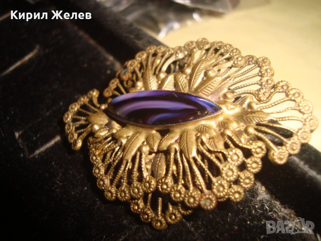СТАРИННА БРОНЗОВА СКЪПОЦЕННА БРОШКА с МУРАНО СКЪПОЦЕННО ВЕНЕЦИАНСКО СТЪКЛО АРТ ДЕКО 22323, снимка 3 - Антикварни и старинни предмети - 33135753