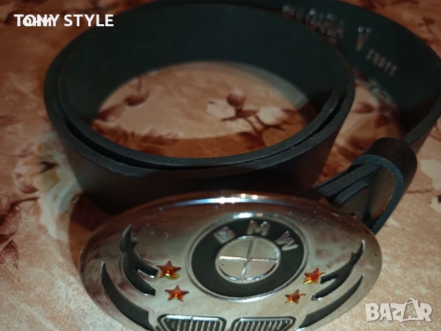 BMW Нов Мъжки Колан Изцяло от Естествена Кожа 105см.