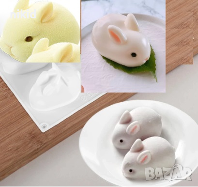 3D малко заоблено зайче заек Силиконов молд форма калъп фондан шоколад гипс сапун свещ смола, снимка 1 - Форми - 36541685
