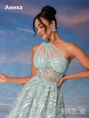 Дамска рокля в ментов цвят, снимка 3 - Рокли - 51236659