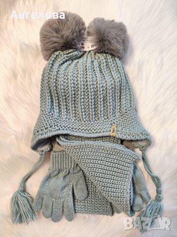 Зимен комплект шапка, шал и ръкавички 1-4г., снимка 4 - Шапки, шалове и ръкавици - 43309858
