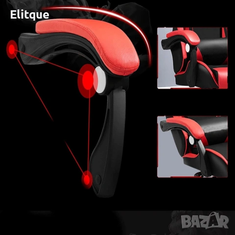 Геймърски стол с регулируема височина, лумбална възглавница и метална основа, снимка 9 - Столове - 53095483