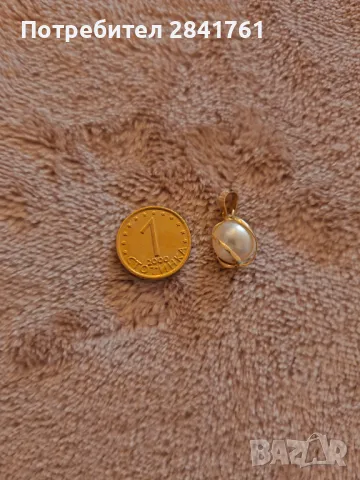 Златна висулка с перла злато 14К проба 585, снимка 5 - Колиета, медальони, синджири - 46317004