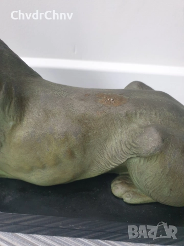 51см-9кг Carvin ЦAM статуетка/стара френска скулптура/фигура на куче-немска овчарка, снимка 12 - Статуетки - 52989414