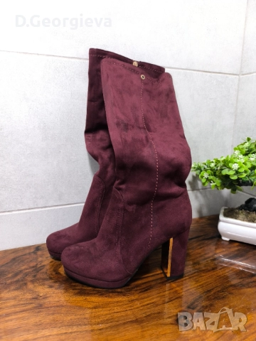 Велурени боти Mat star, снимка 2 - Дамски боти - 52019230