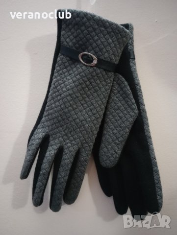 Дамски сиви ръкавици Лукс, снимка 1 - Ръкавици - 43735100