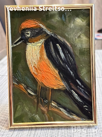Картина маслом ПТИЦА,Миниатюра