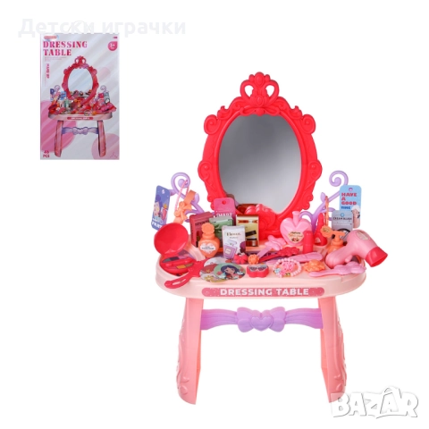 Тоалетка с огледало и аксесоари за грим, синя/розова, снимка 3 - Други - 52853451