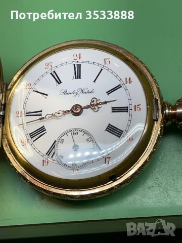 Джобен швецарски  часовник Stanley watch 54 mm. 60 mk.златно покритие, снимка 5 - Джобни - 39487922