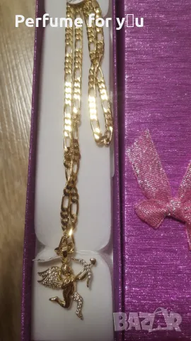 Луксозен ланец с висулка 14 К златно покритие, снимка 3 - Колиета, медальони, синджири - 48810529