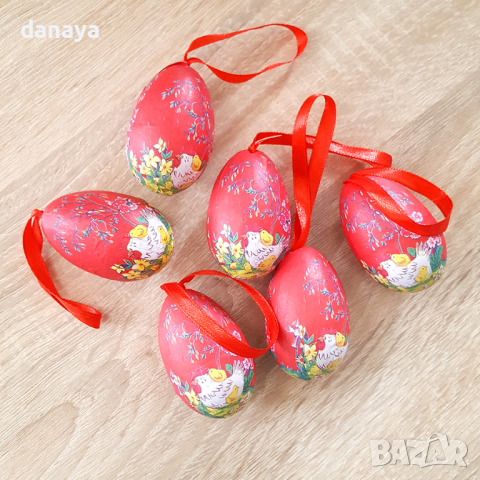 2822 Декоративни великденски яйца за окачване, 6 броя
