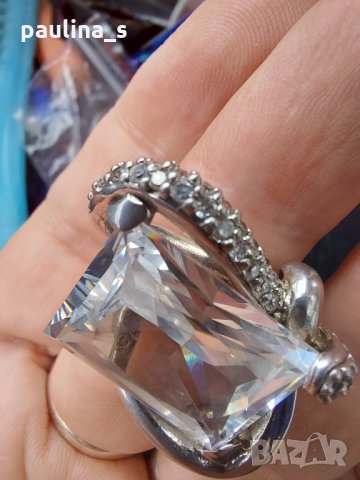 Сребърен пръстен с огромен циркон / проба 925 , снимка 1 - Пръстени - 32717581