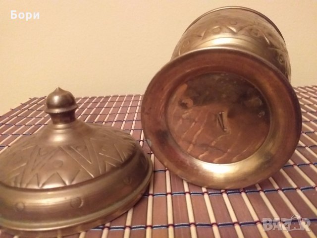 Месингов съд с капак, снимка 4 - Декорация за дома - 27606853