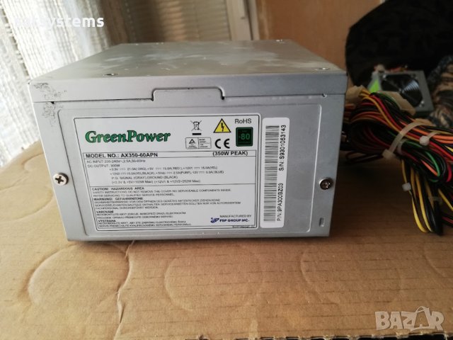 Компютърно захранване 350W Fortron GreenPower AX350-60APN 120mm FAN, снимка 7 - Захранвания и кутии - 43458462