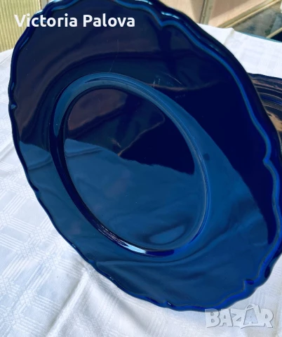 Големи стъклени кобалтови чинии- плата ESTE C.E. Италия, снимка 2 - Антикварни и старинни предмети - 51424239