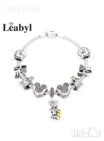 Гривна тип Пандора с Дисни Талисмани Disney Мини Маус, Стич