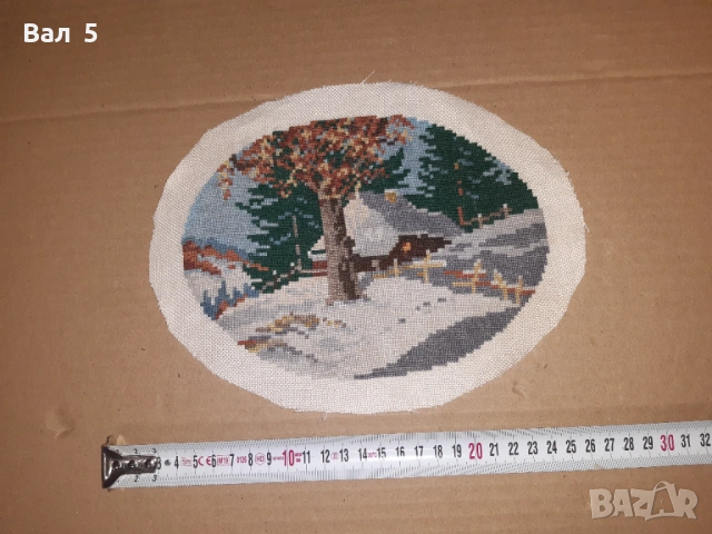 Стар ръчно шит гоблен ЗИМА