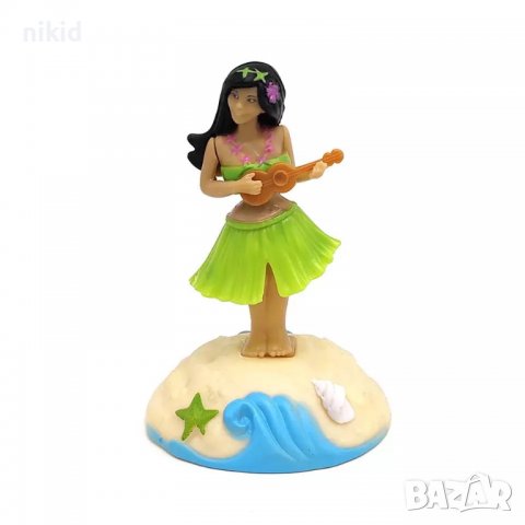 Момиче с китара Хавайка Хавайско Тропическо Соларна танцуваща играчка фигурка украса торта сувенир, снимка 4 - Други - 38997861