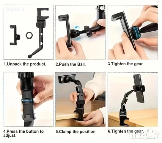 Регулируем Държач за Телефон с 360° Завъртане, снимка 8 - Други - 53205917