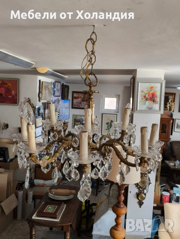 Месингов полилей за 12 крушки, снимка 6 - Полилеи - 53084023