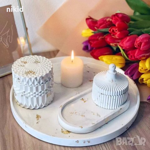 30 см кръгла кръг подложка основа табла поставка поднос тава силиконов молд форма смола гипс пано, снимка 3 - Форми - 43523742