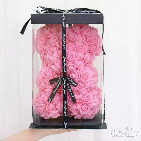 Мече от рози, ROSE BEAR S в кутия, снимка 4 - Романтични подаръци - 35527085