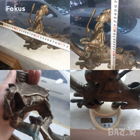 Стара бронзова статуетка на войн с камила фигура пластика, снимка 7 - Антикварни и старинни предмети - 51055435