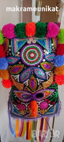 Кукерска маска, капашон, гугла, Новодел, Сурва, Кукерландия, маскарад, фестивал, събор, декорация , снимка 10 - Декорация за дома - 44190652