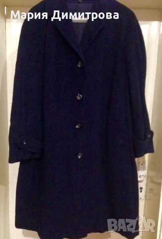 Разкошно палто от 100% Камилска вълна - тъмно лазурно синьо, снимка 1 - Палта, манта - 38789934
