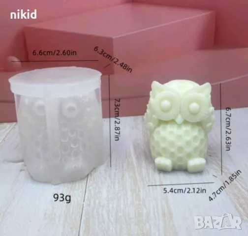 3D Бухал релеф точки силиконов молд форма фондан шоколад гипс смола свещ декор, снимка 2 - Форми - 48525560