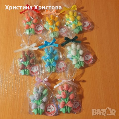 глицериново букетче от лалета , снимка 3 - Декорация за дома - 43901427