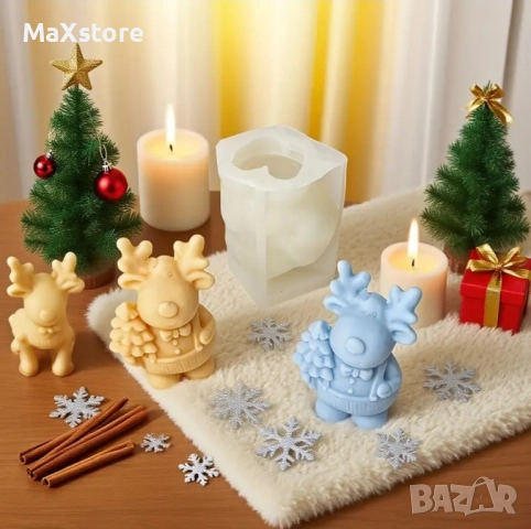 3D Елен с елха силиконов молд форма свещи гипс сапун смола фондан шоколад , снимка 4 - Форми - 52358235